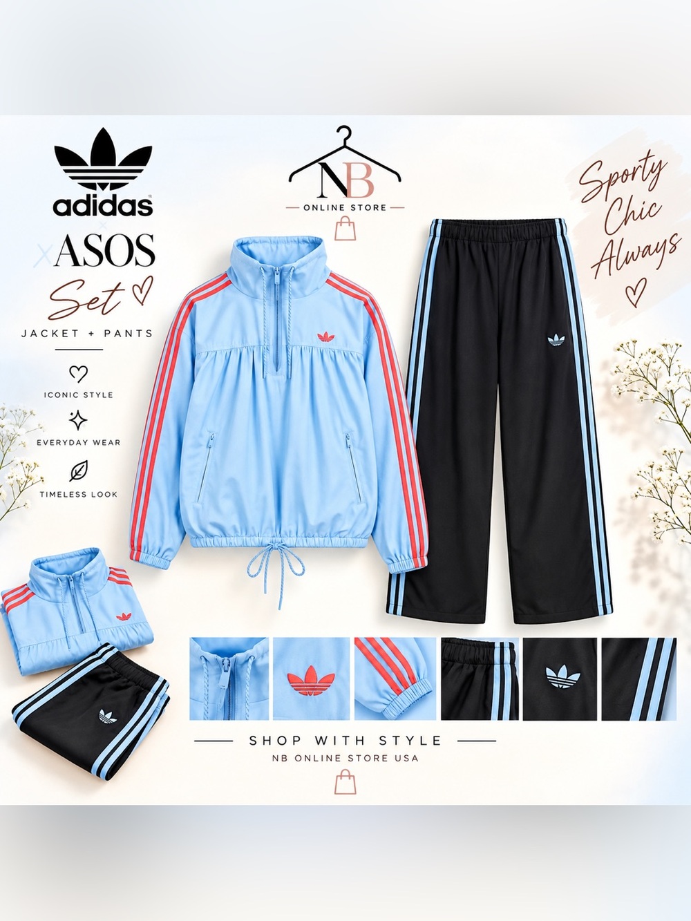 adidas Originals x ASOS turquoise set track jacket and pants